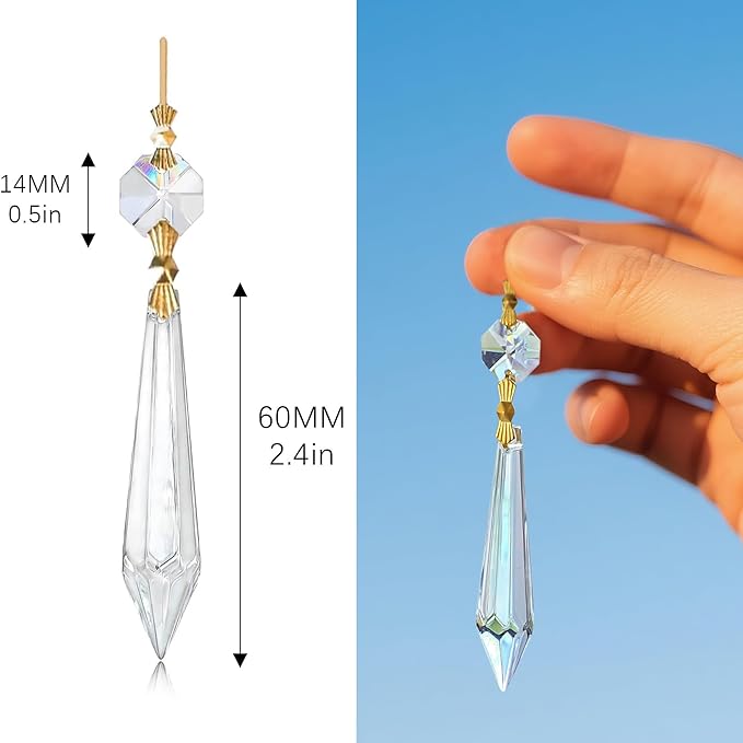 H&D 15pcs Large Clear Crystal Chandelier 60mm Icicle U-Drop Prisms Lamp Parts - Image 6