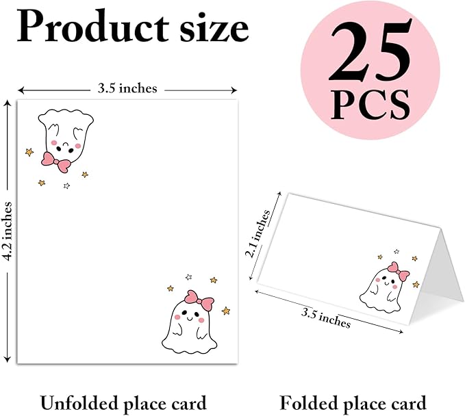 25 Pack Halloween Place Cards, Editable Name Cards - Image 2