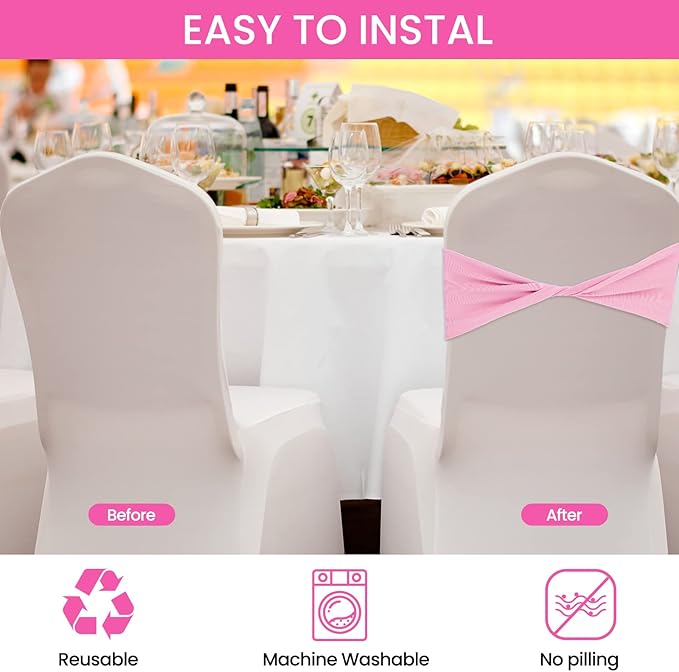 Kinlop 50 Pcs Spandex Chair Sashes Bows Chair BanB0C3V1RSWZds Slider Sashes - Image 4