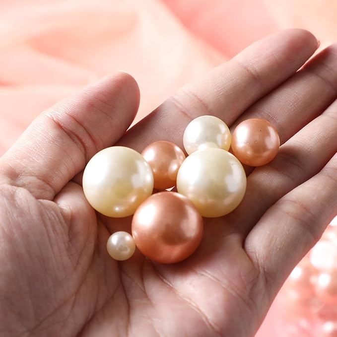 200 Pcs Vase Filler Beads White and Rosegold Pearl Beads - Image 6