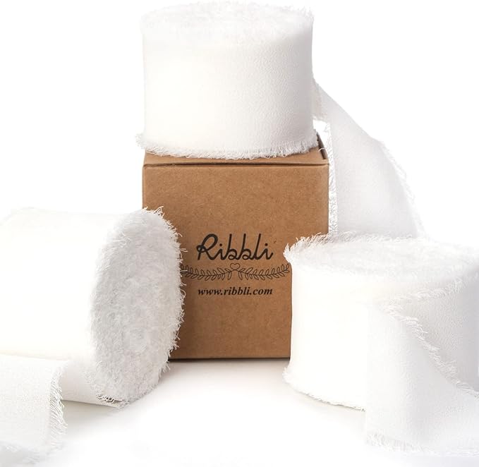 Ribbli White Chiffon Ribbon by Ribbli