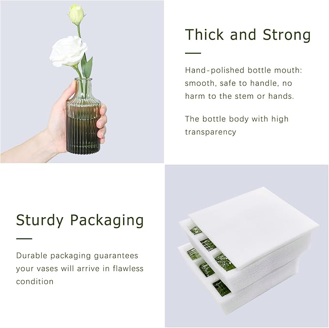 12pcs Glass Bud Vase Set, Small Green Flower Vases - Image 7