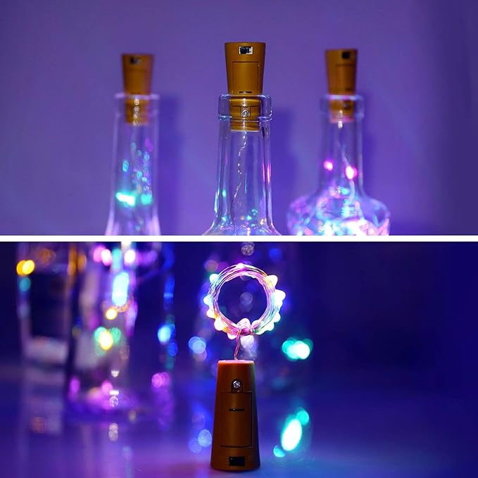 Aluan Wine Bottle Lights with Cork 10 Pack 20 LED Christmas Mini Fairy Lights - Image 2