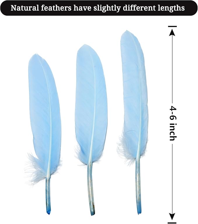 FeelfunFeather 120pcs Sky Blue Goose Cochettes Feather Natural Bulk 4-6 inch - Image 2