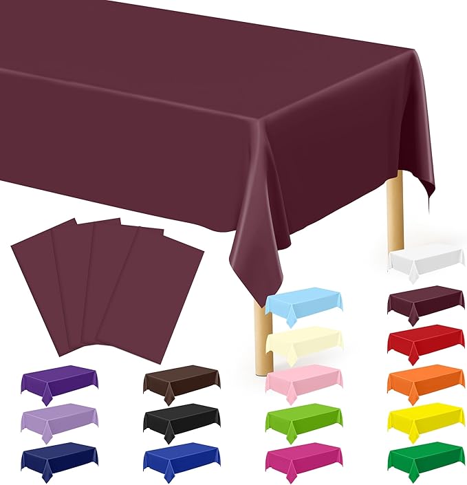 4 PCS Wine Table Cloth Rectangle Table, 54 x 108 Inches Waterproof Plastic by QZYL