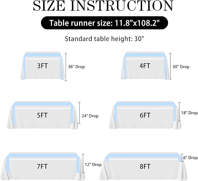 SHEJIZE 2 Pack Light Blue Satin Table Runner 12x108 Inches Long, Bright Silky - Image 9