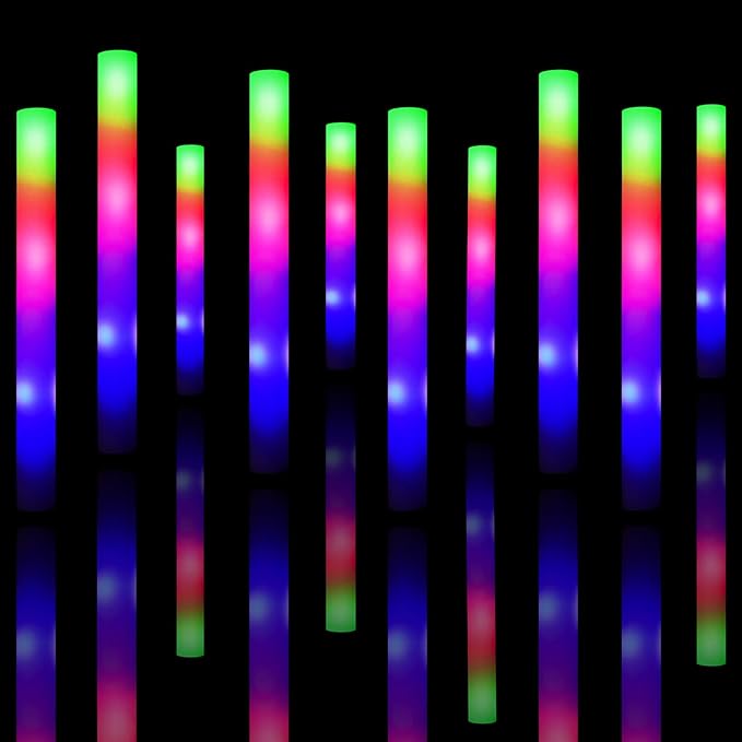 Foam Glow Sticks Bulk 60 Pack, 3 Modes Flashing LED Light Sticks Glow in The by Bylaotrs