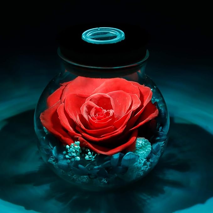 Preserved Real Roses with Colorful Mood Light Wishing Bottle, Eternal - Image 5