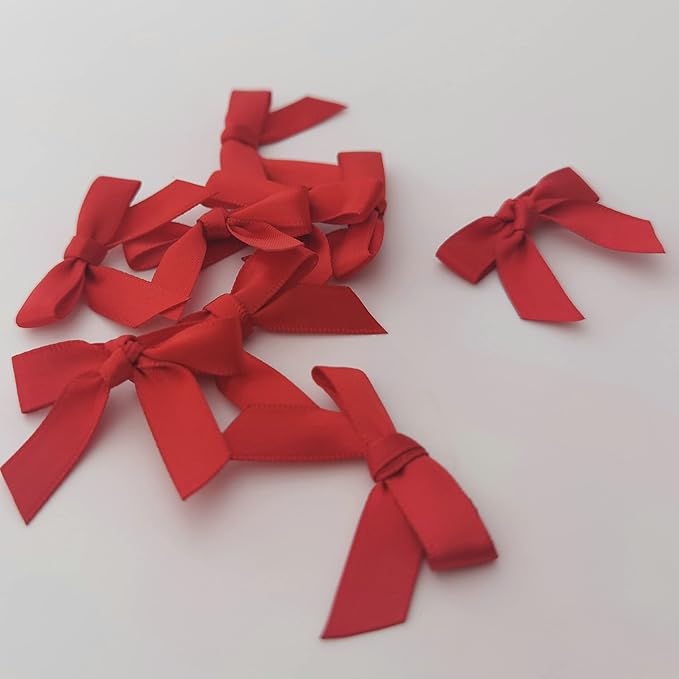 50pcs 1-1/2" Mini Red Satin Ribbon Bows - Image 9