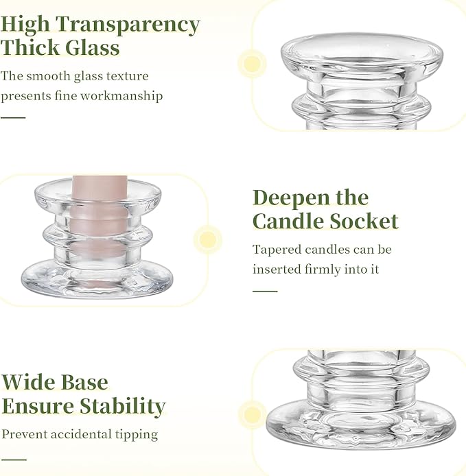 Glasseam Taper Candle Holders Bulk: 10pcs Glass Candle Sticks Holder Decor - Image 6