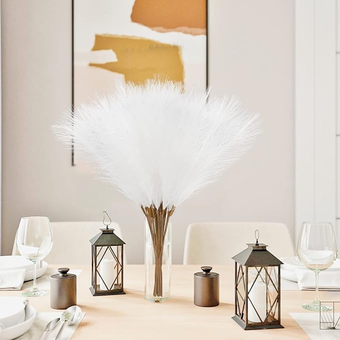 50pcs White Faux Pampas Grass Decor, 21.6" Short Artificial Pompous Grass - Image 8