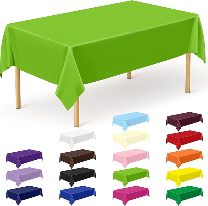 QZYL 12 PCS Bright Plastic Table Cover, 54 X 108 in Rectangle Disposable Table by QZYL