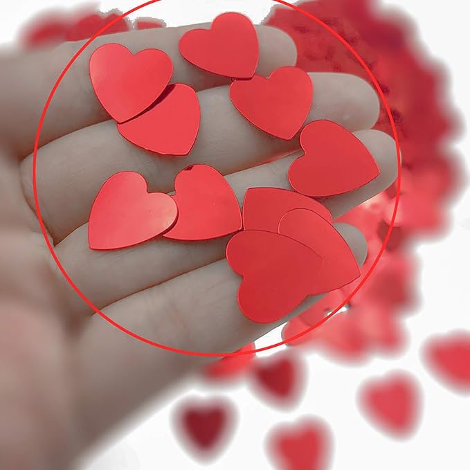 Heart Confetti Red Valentine's Day Table Confetti Metallic Foil - Image 3