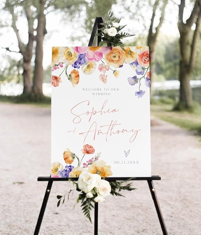 Floral Wedding Welcome Sign, Wildflower Welcome Sign, Welcome to our Wedding - Image 3