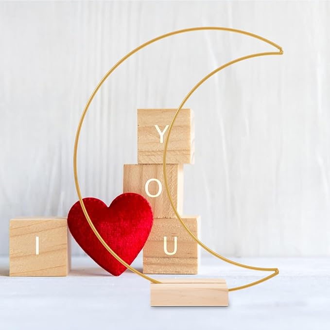 Dining Table Decor 10 Sets Metal Floral Hoop Moon Shaped Metal Wreath Ring Stand - Image 3