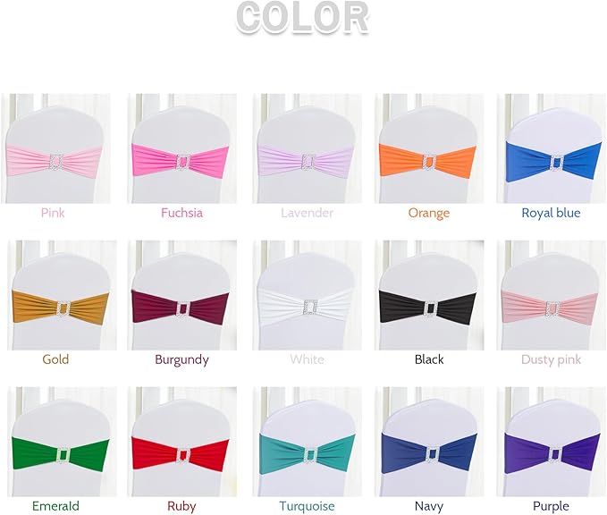 Joccun 30 PCS Spandex Chair Sashes Bows Stretch Chair Cover Band - Image 5