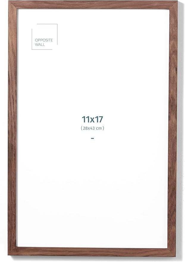 Opposite Wall - 11x17 in - Dark Solid Oak Wood Picture Frame - Lightweight by OppositeWall