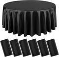 6 Packs Satin Tablecloth 120 Inch Black Round Table Cloth Silk Tablecloth by Lumaycens