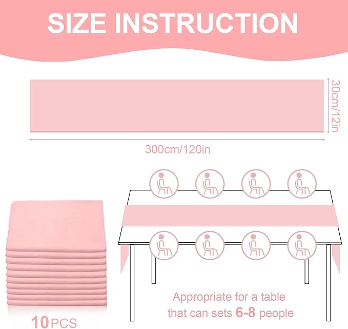 10 Pack 10ft Baby Pink Chiffon Table Runners Wedding Table Runner Sheer - Image 2