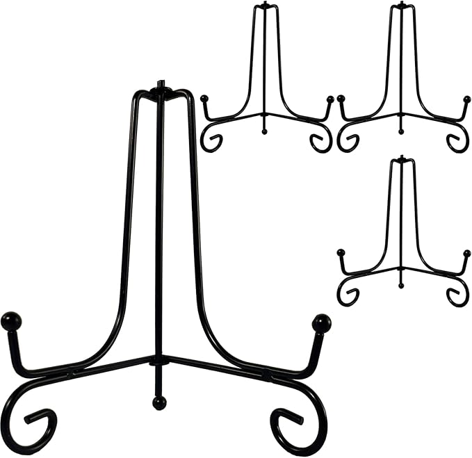 4PCS Premium Black Iron Plate Stands by HENABLE