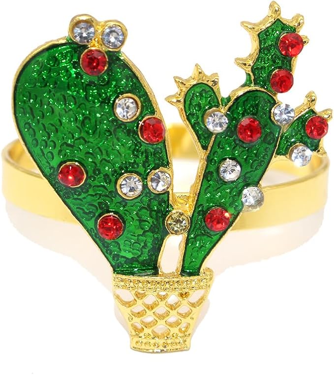 Cactus Napkin Rings Set of 6, Summer Wedding Party Napkin Holder Buckles - Image 7