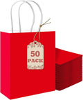 qiqee 50-Packs Gift Bag with Handles Bulk Red Paper Bags Multiple Uses by Qiqee