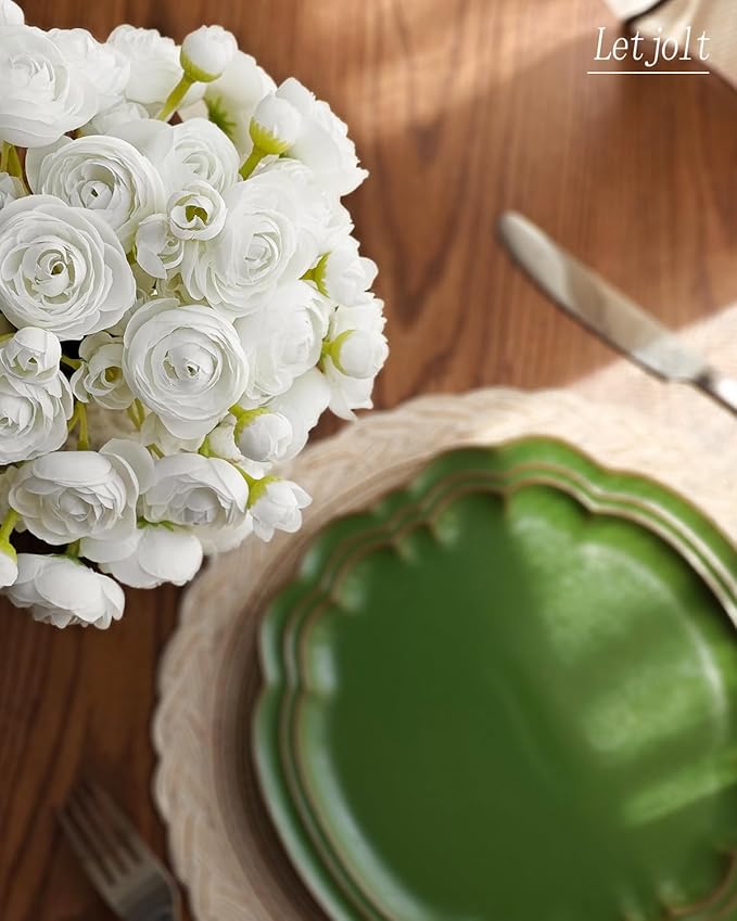 Letjolt Ranunculus Artificial Flower White Silk Flowers Faux DIY Bouquet - Image 6