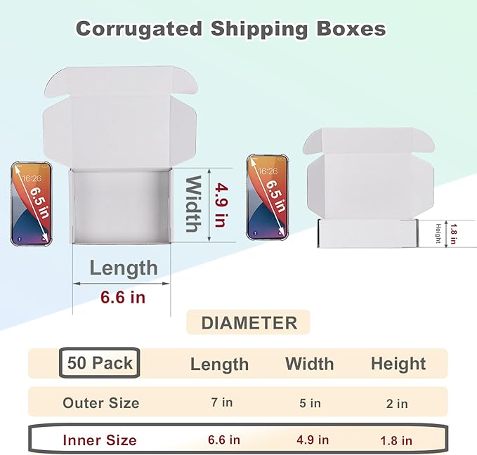 MEBRUDY 7x5x2 Inches Shipping Boxes Pack of 50, Small Corrugated Cardboard Box - Image 2