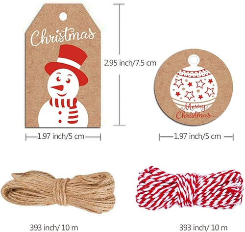 100 Pack Brown Kraft Paper Christmas Gift Tags， Xmas Brown Kraft Gift Tags - Image 2