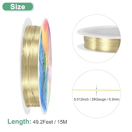 0.3 mm/28 Gauge Copper Wire for Jewelry Making, 49.2FT Copper Beading Craft - Image 3