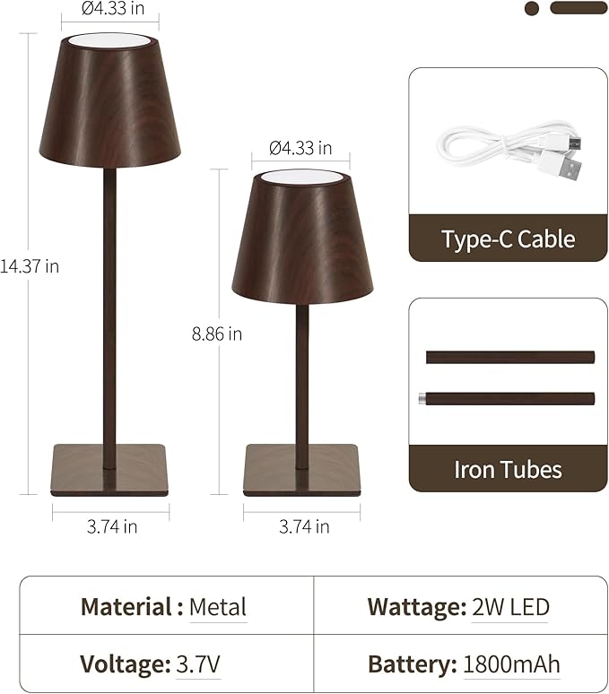 UME 3 Pack Cordless Table Lamp, Battery Operated Lamp - Image 6
