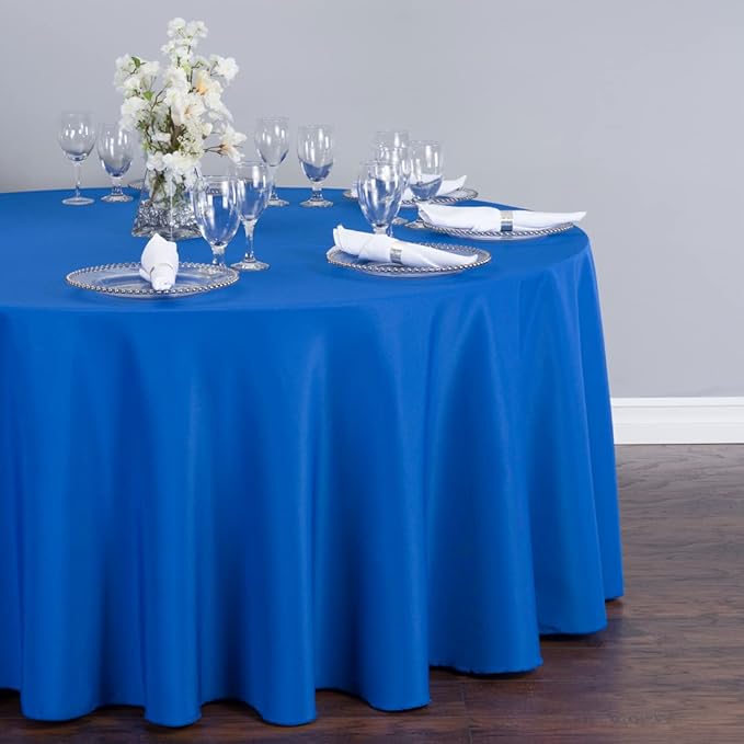 LTC LINENS 2 Pack 108 Inch Round Tablecloth Royal Blue - Image 2