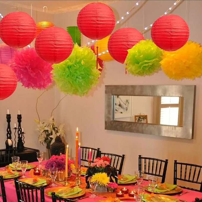 BEISHIDA 8-Inch Red Round Paper Lanterns Decorative Hanging Asia Chinese - Image 4