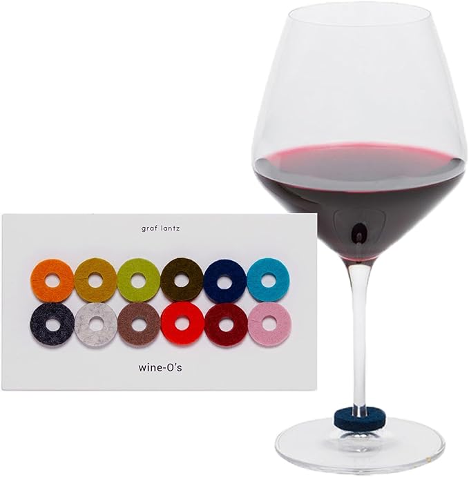 Graf Lantz - Wine-O's Merino Wool Wine Glass Charms 12 Count - Drink Markers - by GrafLantz