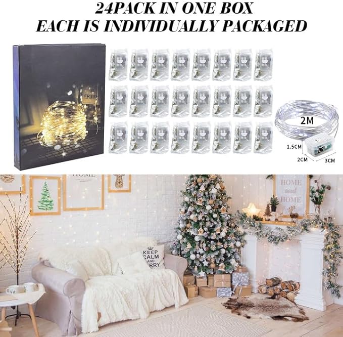 ZGWJ 24 Pack Fairy Lights Battery Operated, 7ft 20 Mini LED Fairy String Lights - Image 6