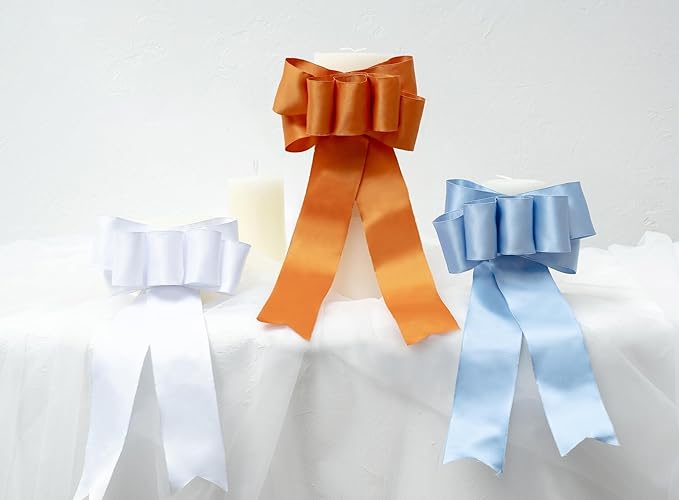 Orange Satin Ribbon Double-Faced Wired Ribbons - Image 7