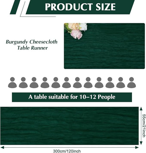 10 Pack Blackish Green Cheesecloth Table Runner -21*120Inch Long Boho Wedding - Image 2