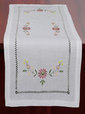 Creative Linens Hemstitch Embroidered Daisy Flower Table Runner 15x34 Dresser by Creative+Linens