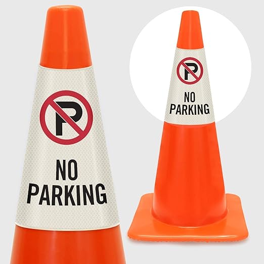 SmartSign 6-Pack "No Parking" Reflective Cone Message Sleeve Collar - Image 2