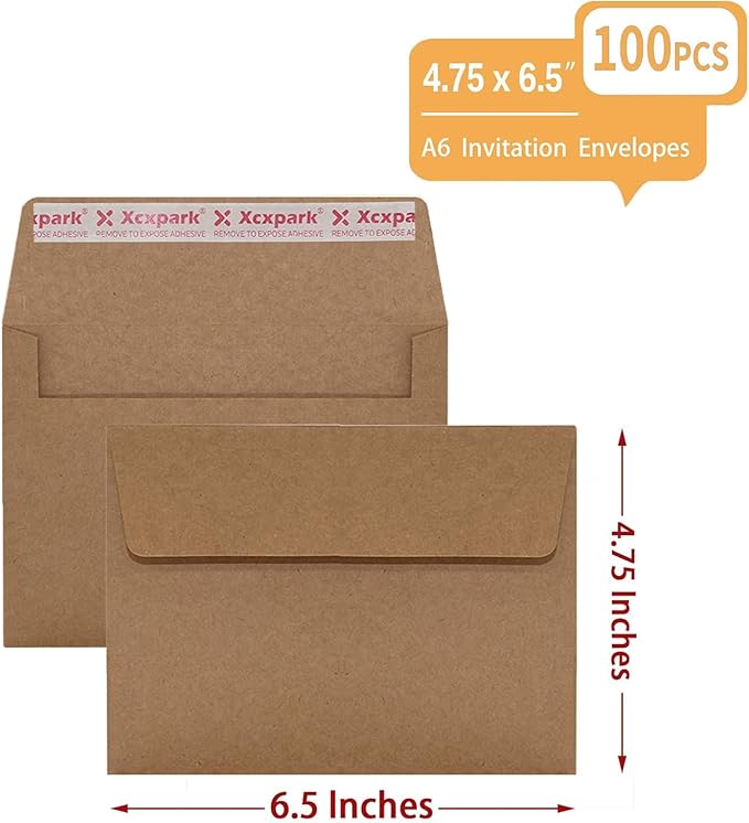 100 Qty Printable A6 Invitation Envelopes 4.75x6.5 inches Cards, Self Seal - Image 2