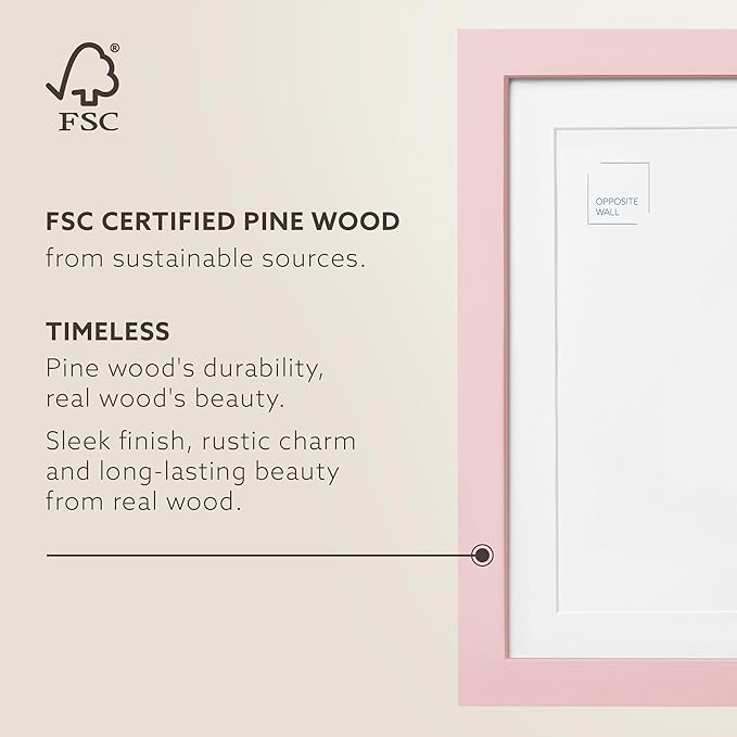 Opposite Wall - 8x10 in - Real Wood Pink Picture Frame - Lightweight, Versatile - Image 3