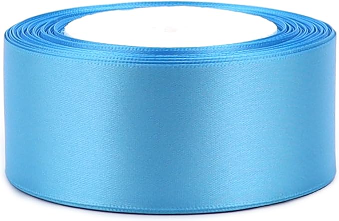 Light Blue Solid Satin Ribbon 1-1/2 Inch 25 Yards Solid Polyester Fabric Ribbon - Image 3