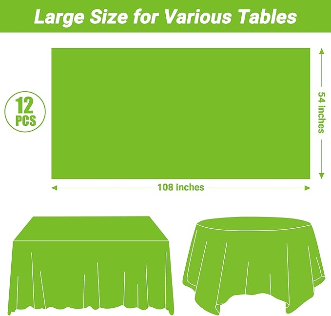 QZYL 12 PCS Bright Plastic Table Cover, 54 X 108 in Rectangle Disposable Table - Image 2