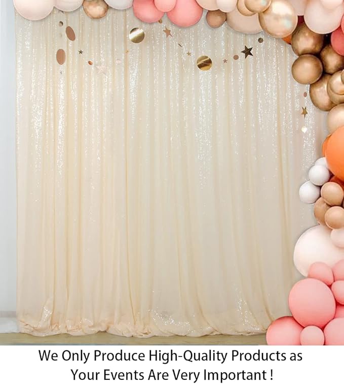 ShiDianYi Sequin Backdrop Ivory 2 Panels 4FTx10FT Backdrop - Image 2