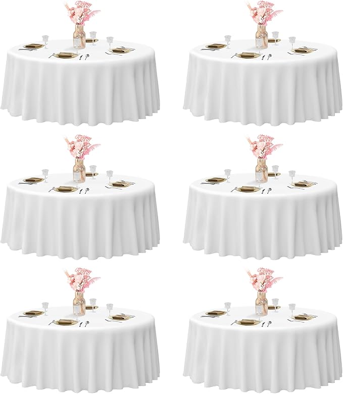 EMART Round Tablecloth White 120 inch Circular Polyester Table Cover by EMART