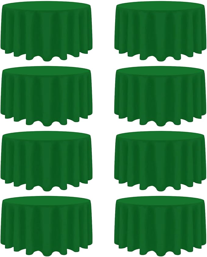 8 Pack Green Round Tablecloth 120 Inch Stain and Wrinkle Resistant Round Green by Heneger