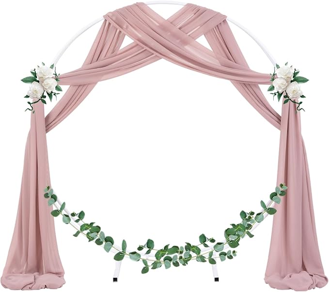 Socomi Wedding Arch Draping Fabric 3 Panels 29" x 19Ft Dusty Rose Sheer Chiffon - Image 2