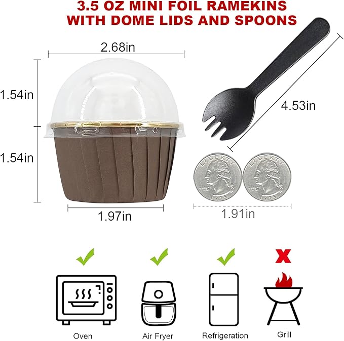 Muffin Cups with Lids 100Pack, Free-Air 3.5Oz Foil Cupcake Liners, Mini Muffin - Image 5