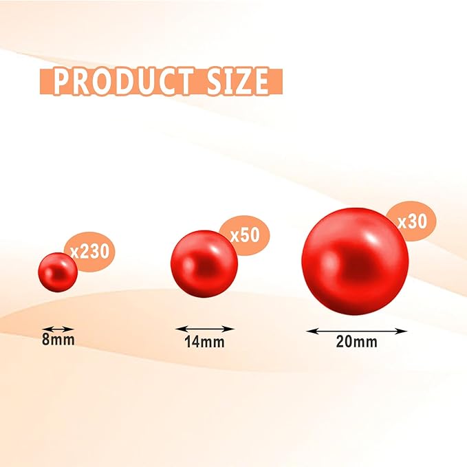 300Pcs Vase Filler Red No Hole Faux Pearl Beads - Image 2