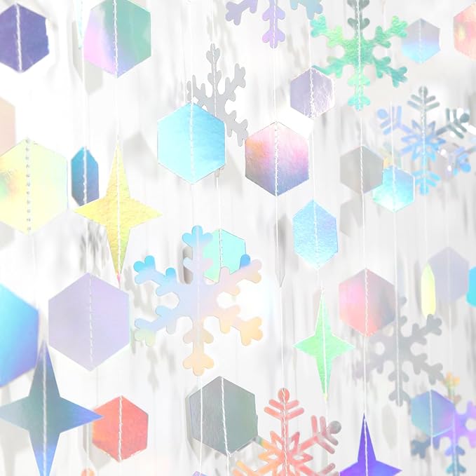 Snowflake-Snow Iridescent-Holographic Christmas Party-Decorations Streamers - by Hugtmr